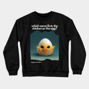 Which came first, the chicken or the egg? Funny Print. Dark background Crewneck Sweatshirt
